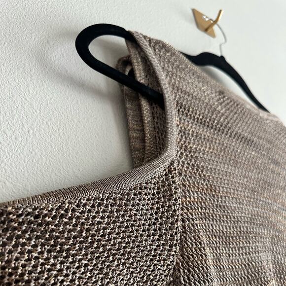 Vintage Y2K Women’s Cold Shoulder Knit Long Sleeve Brown & Gold Top Size Small - Picture 7 of 8